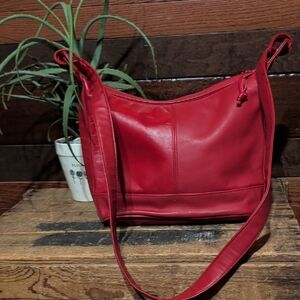 No Brand Tag Red Leather Shoulder Bag